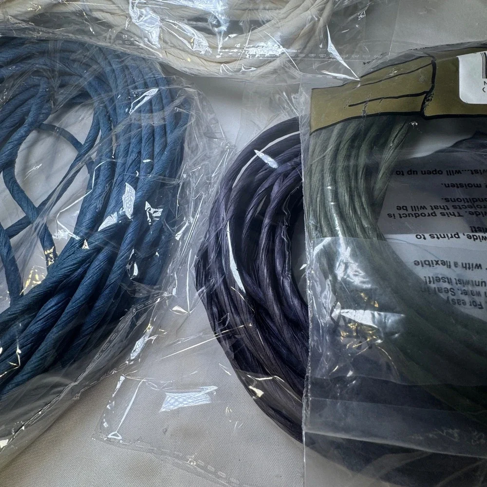 MPR Creative Twist Paper Ribbon Lot 5pc Hunter Green Navy Cream Craft Cord